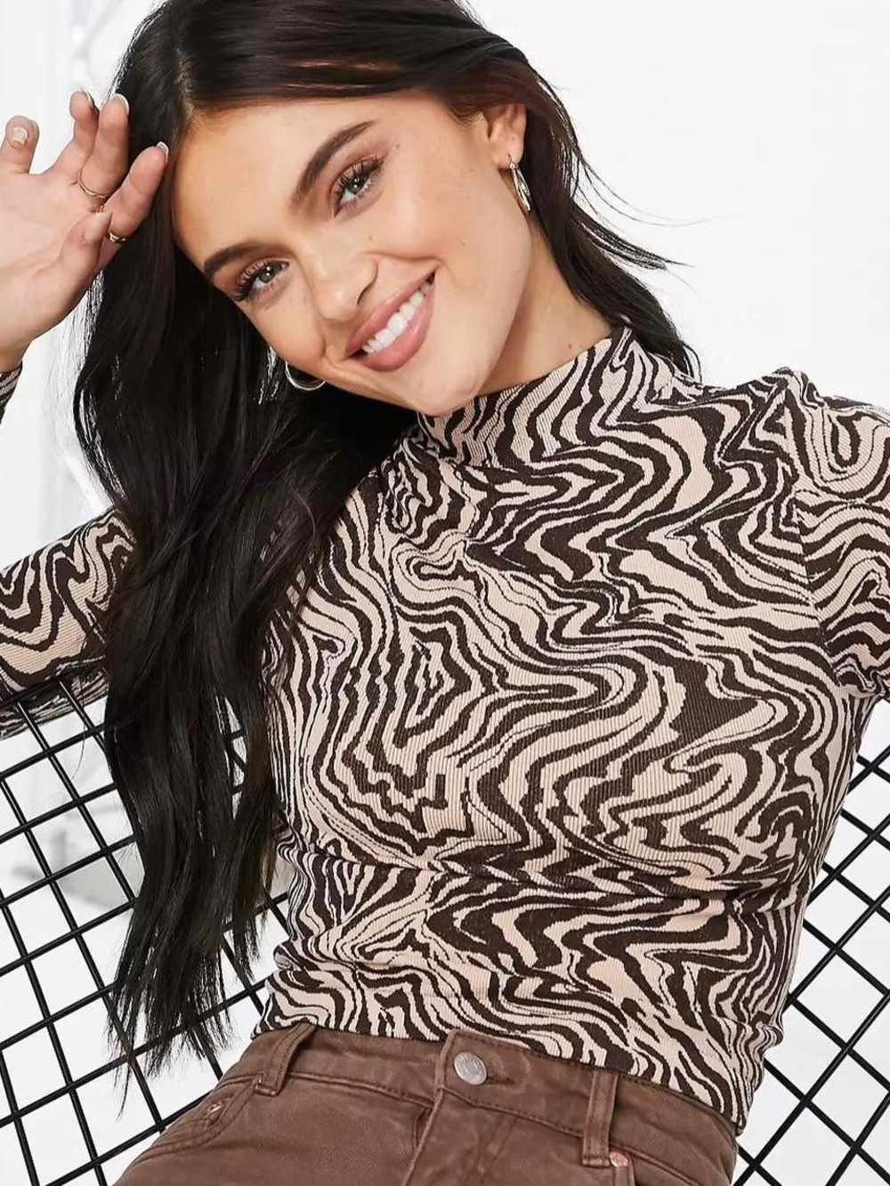 Sheer turtleneck shirt